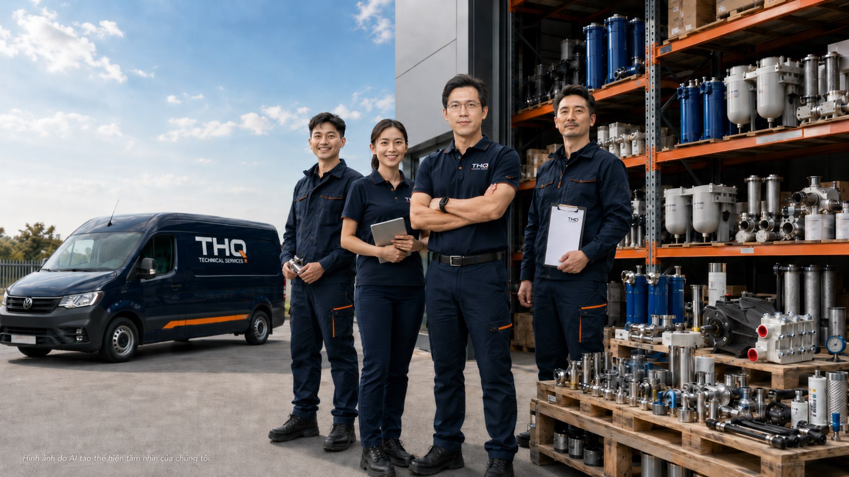 Doi ngu THQ Technical Services tai kho thiet bi cong nghiep